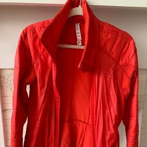 Lululemon Red Lined Athletic Zip Up Jacket Water Resistant